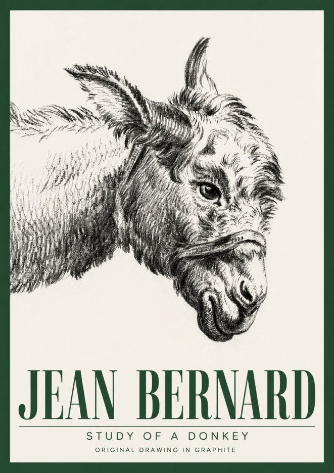 Jean Bernard Study of a Donkey I No3 - Poster