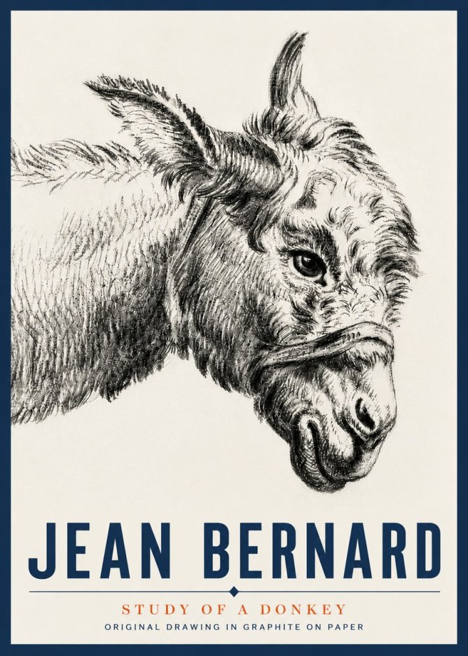Jean Bernard Study of a Donkey I No5 - Poster