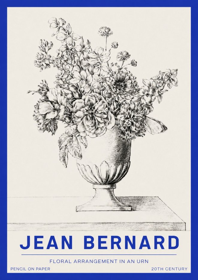 Jean Bernard Floral Arrangement in an Urn No2 - Poster