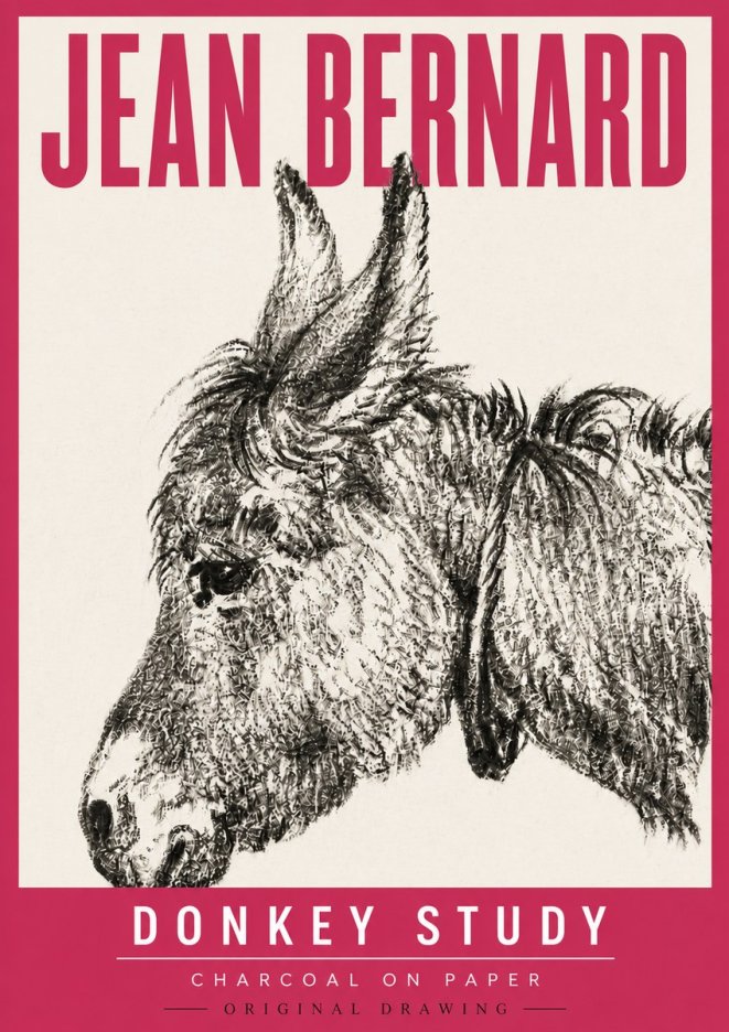 Jean Bernard Donkey Study III No5 - Poster