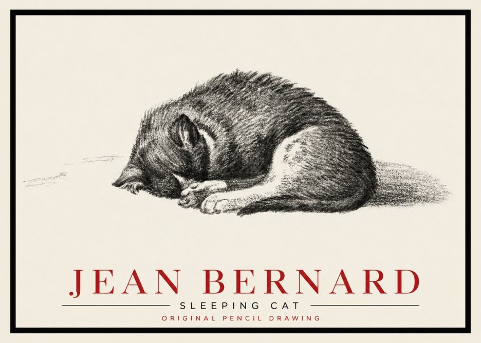 Jean Bernard Sleeping Cat III No5 - Poster