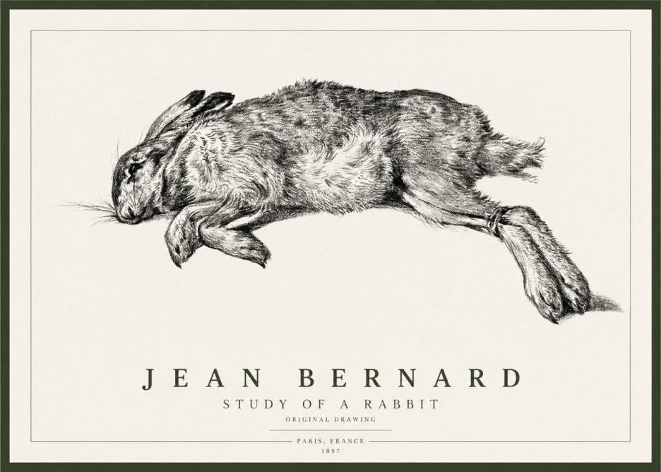 Jean Bernard Study of a Rabbit No1 - Poster