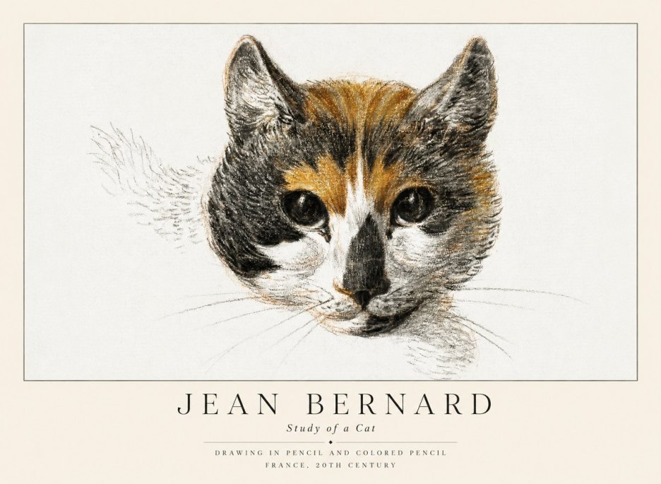 Jean Bernard Study of a Cat II No1 - Poster