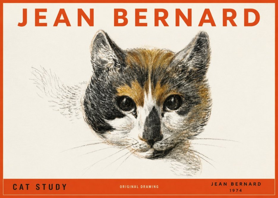 Jean Bernard Study of a Cat II No4 - Poster