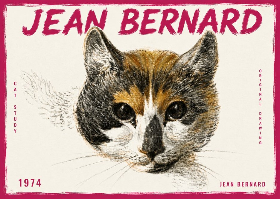 Jean Bernard Study of a Cat II No6 - Poster