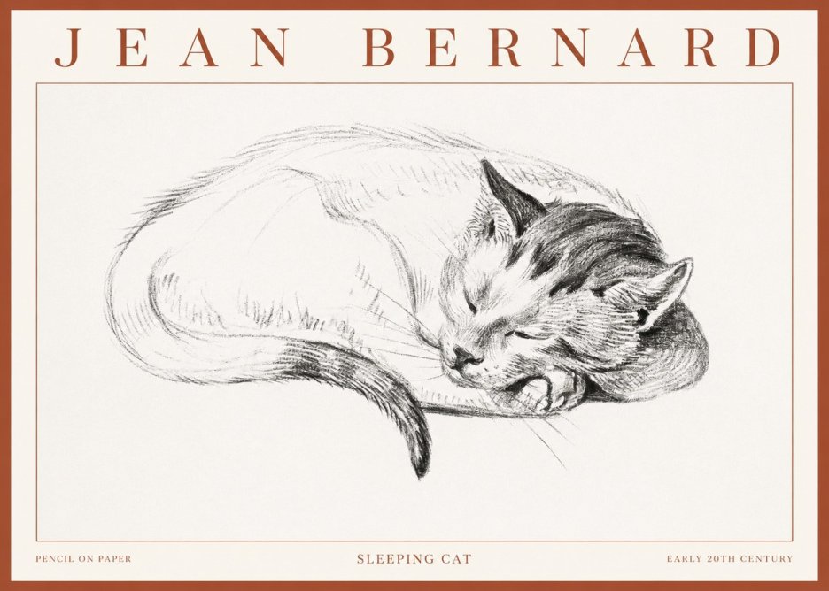 Jean Bernard Sleeping Cat IV No3 - Poster
