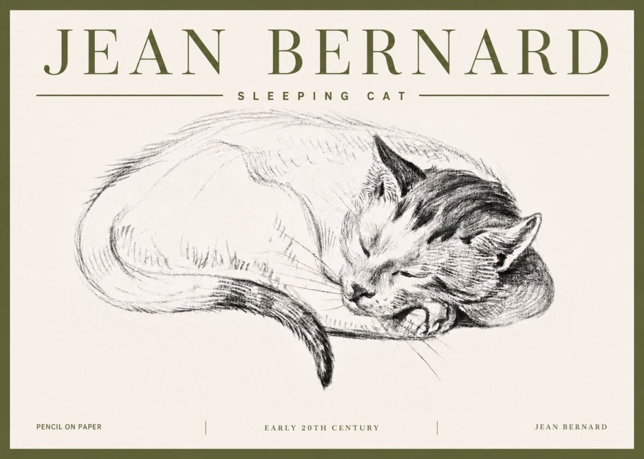 Jean Bernard Sleeping Cat IV No5 - Poster