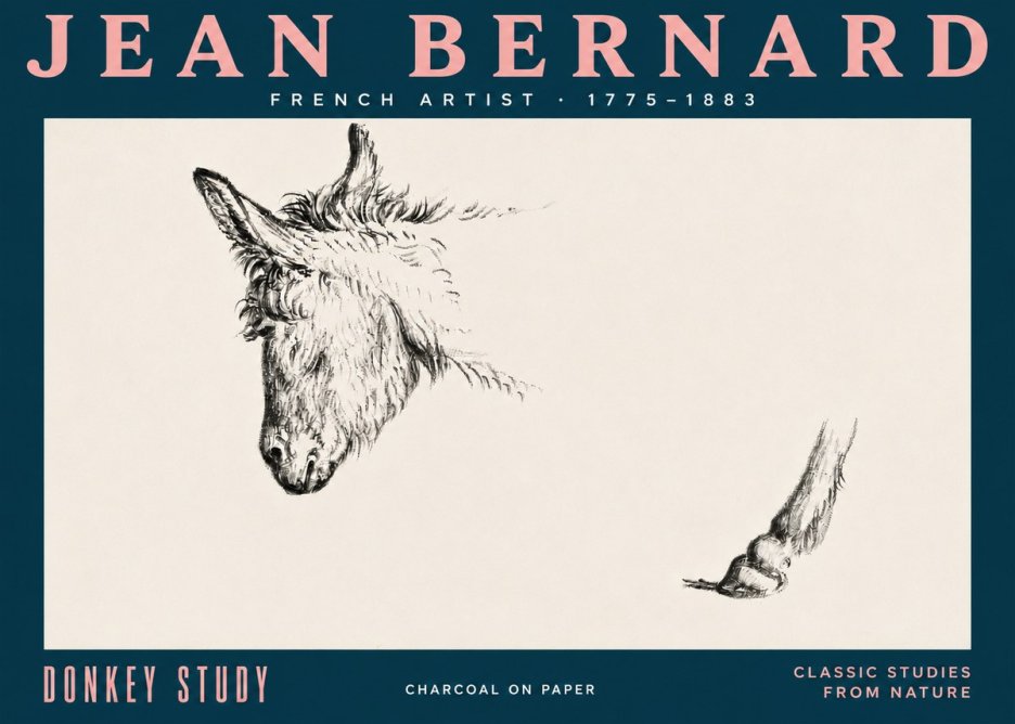 Jean Bernard Study of a Donkey II No5 - Poster
