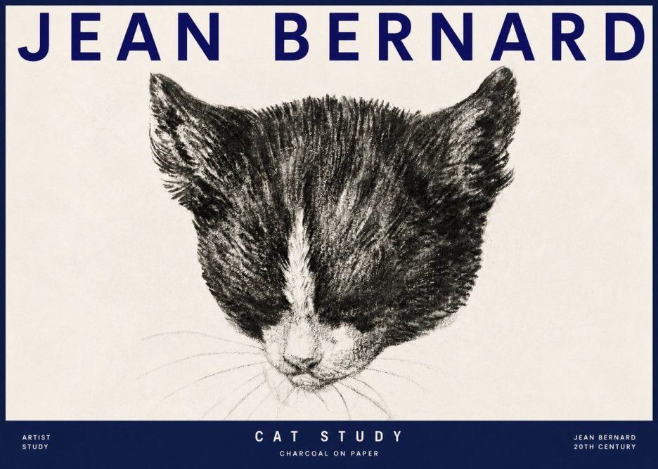 Jean Bernard Cat Study V No3 - Poster