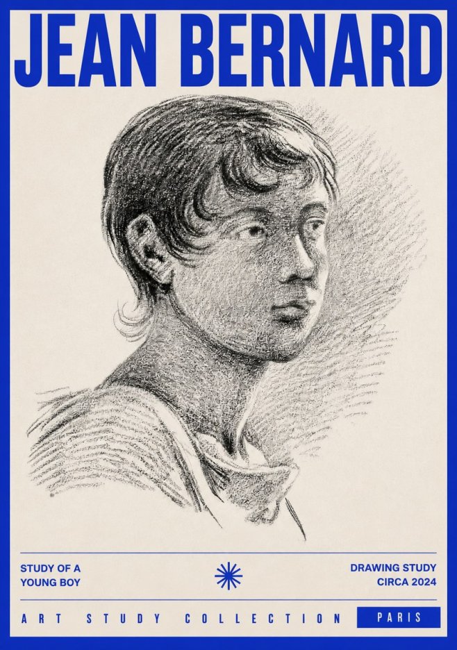 Jean Bernard Study of a Young Boy No2 - Poster