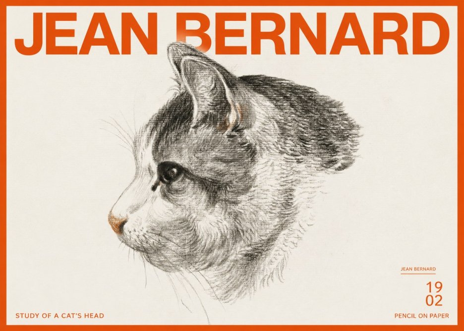 Jean Bernard Cat Study, Profile No3 - Poster