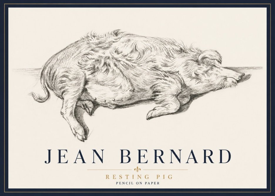 Jean Bernard Study of a Pig I No6 - Poster