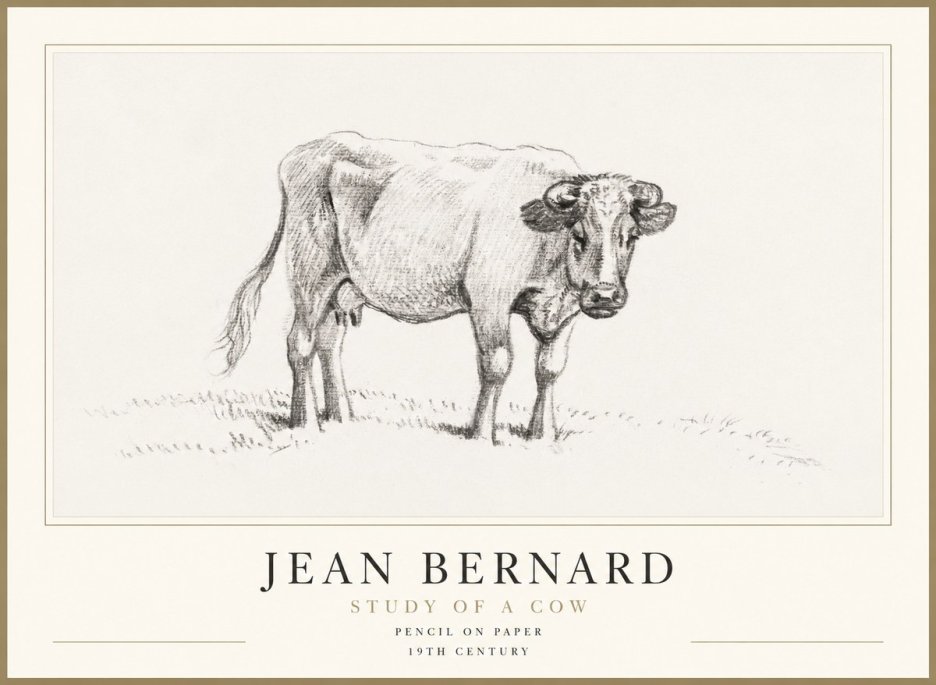 Jean Bernard Study of a Cow V No1 - Poster