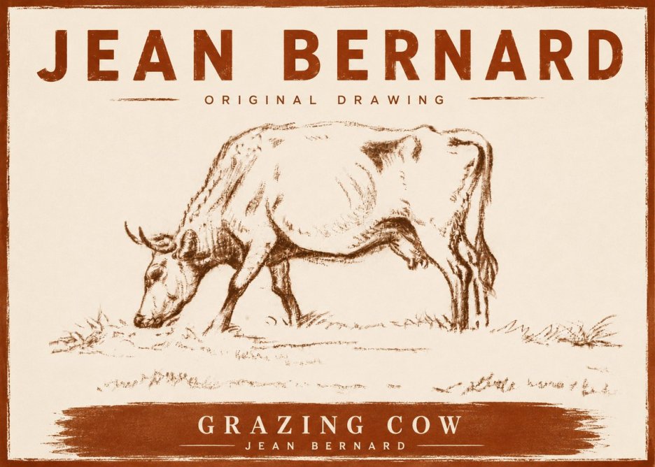 Jean Bernard Grazing Cow II No5 - Poster