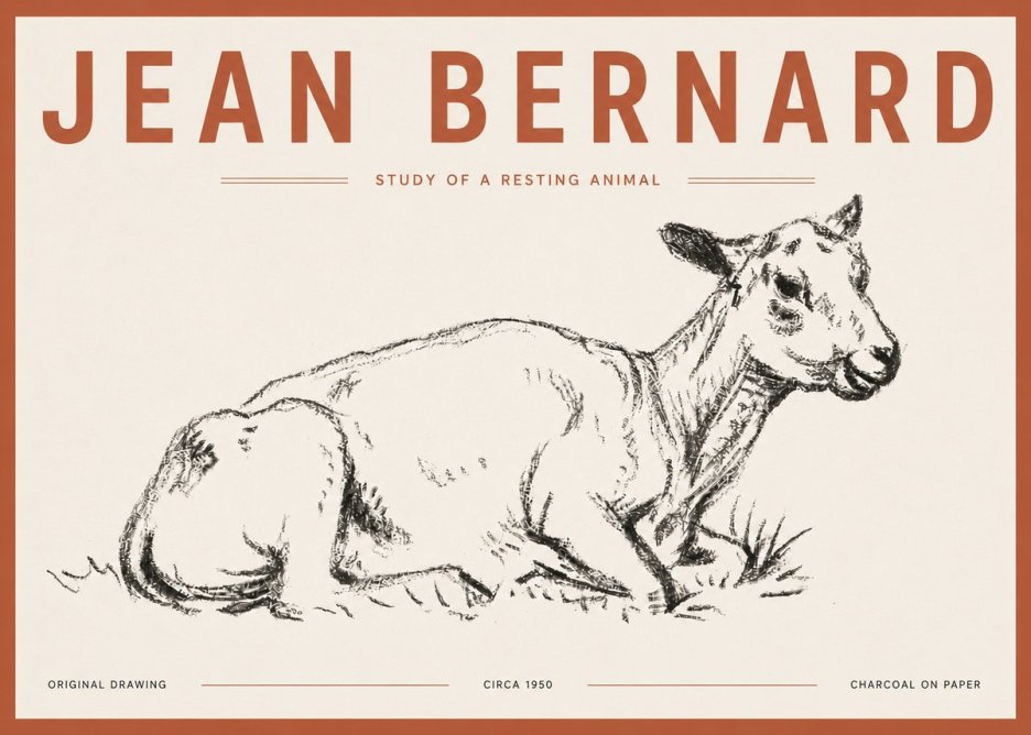 Jean Bernard Study of a Resting Animal No5 - Poster