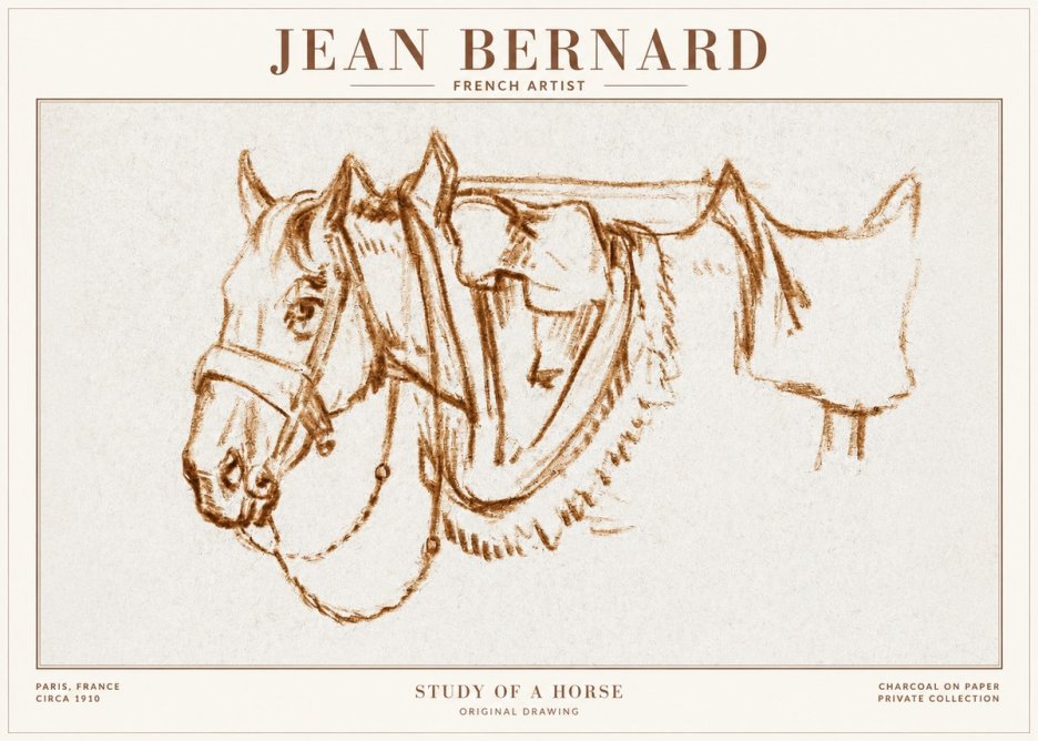 Jean Bernard Study of a Horse VII No1 - Poster