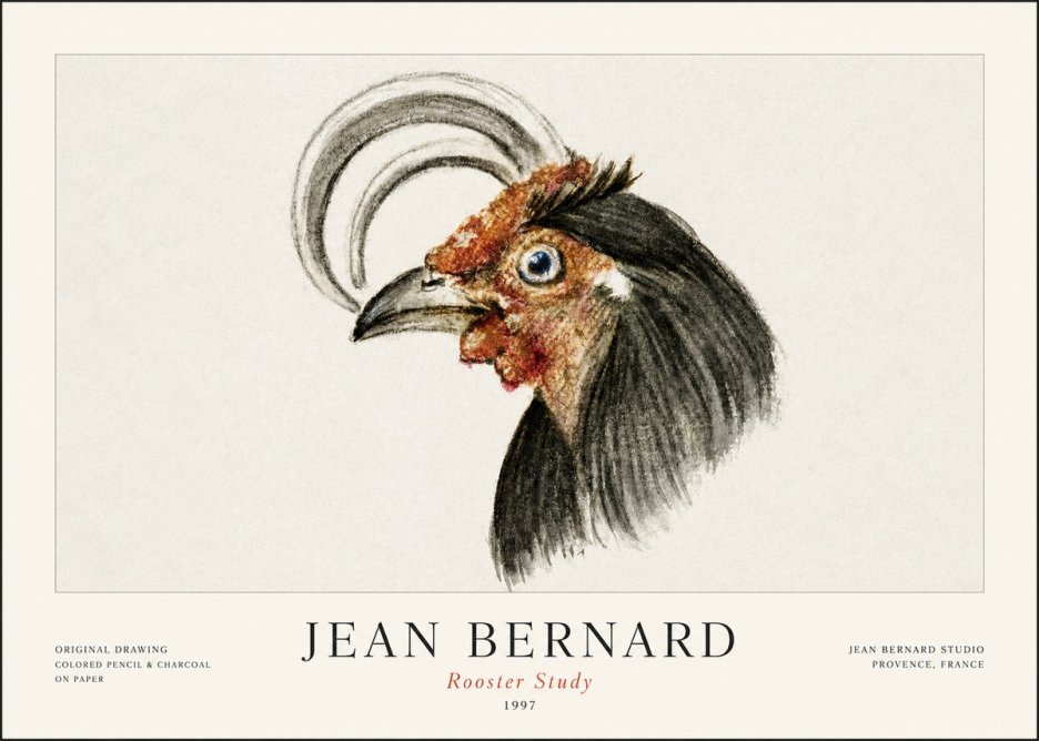 Jean Bernard Rooster Study No1 - Poster
