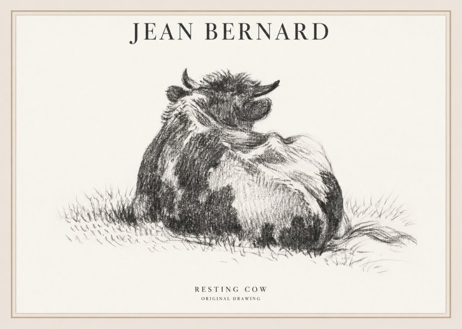Jean Bernard Resting Highland Cow No6 - Poster