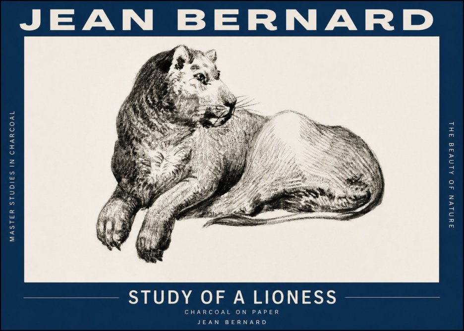 Jean Bernard Lying Lioness No3 - Poster