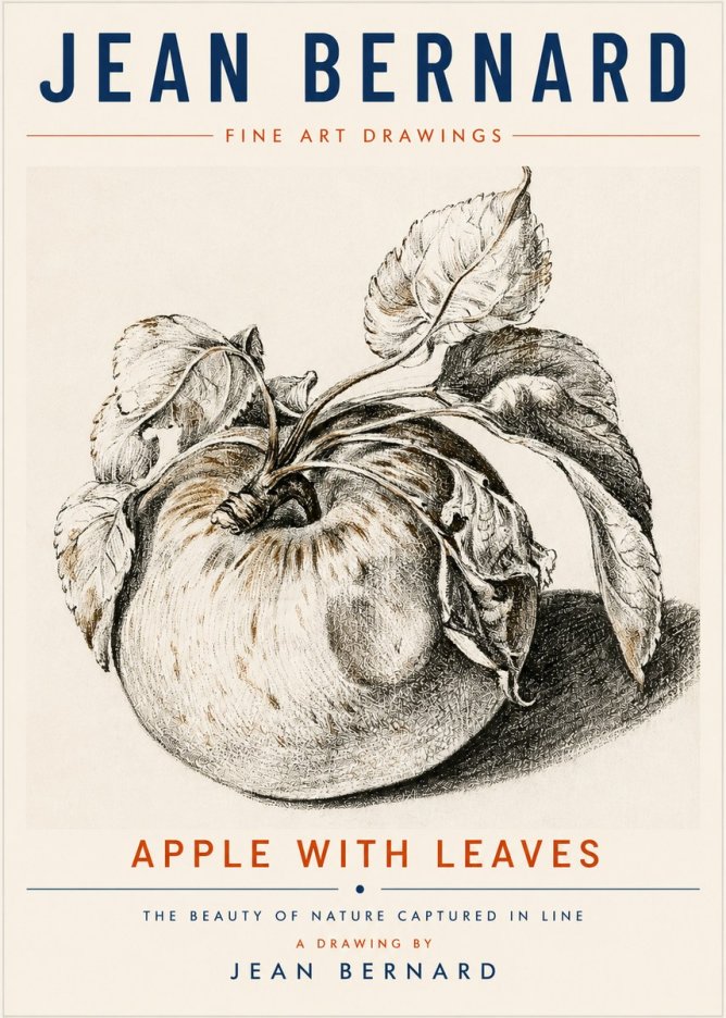 Jean Bernard Apple with Leaves No6 - Poster