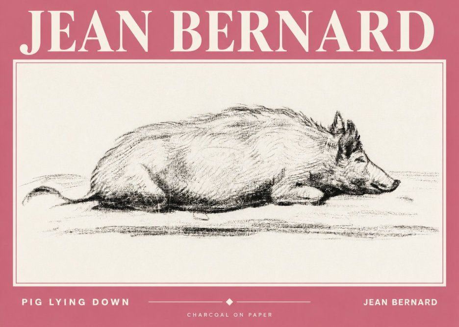 Jean Bernard Resting Pig I No4 - Poster