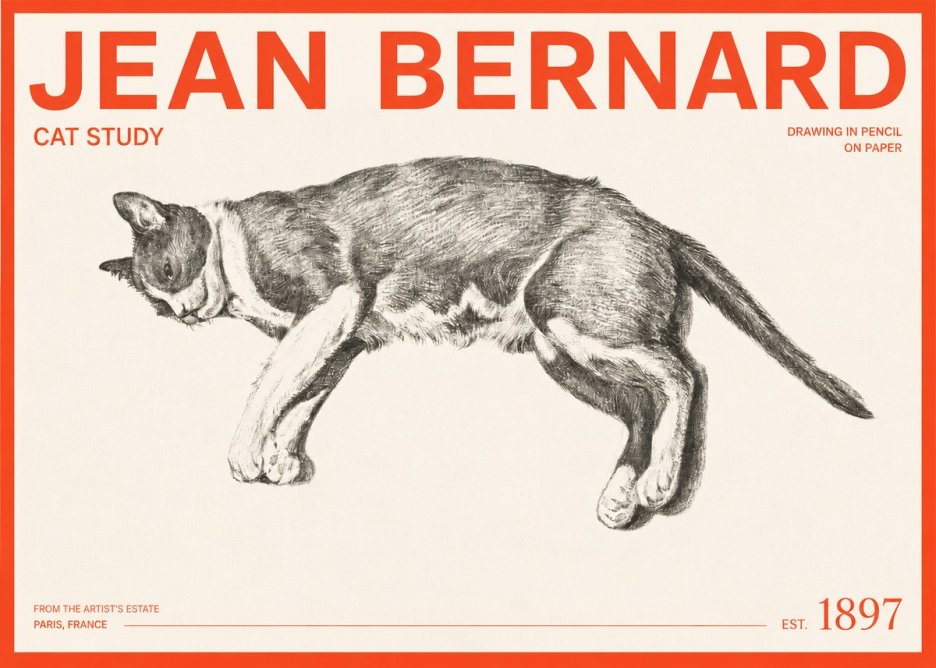 Jean Bernard Cat Study VII No2 - Poster