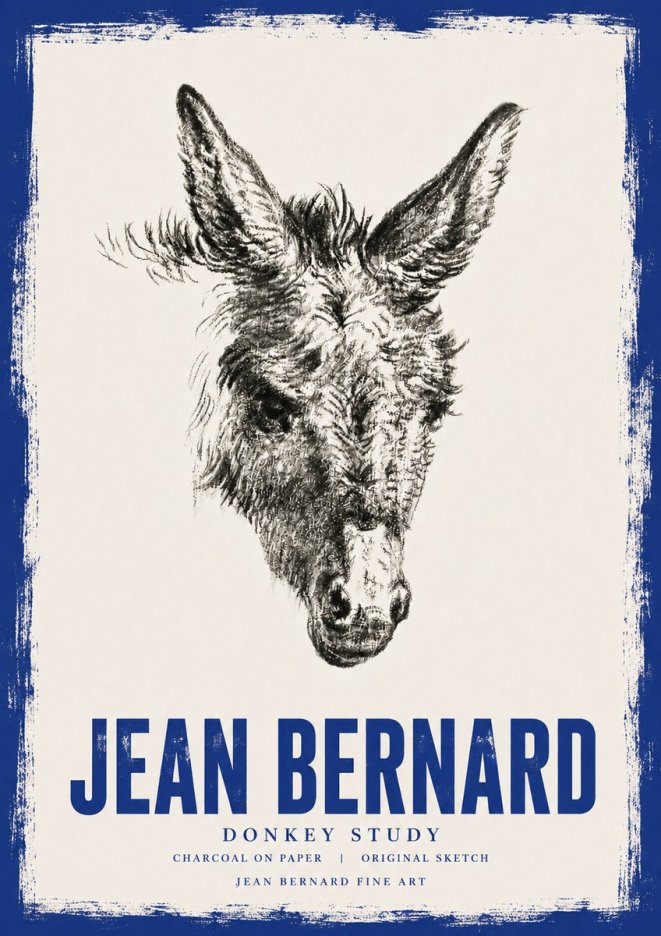 Jean Bernard Donkey Study IV No6 - Poster