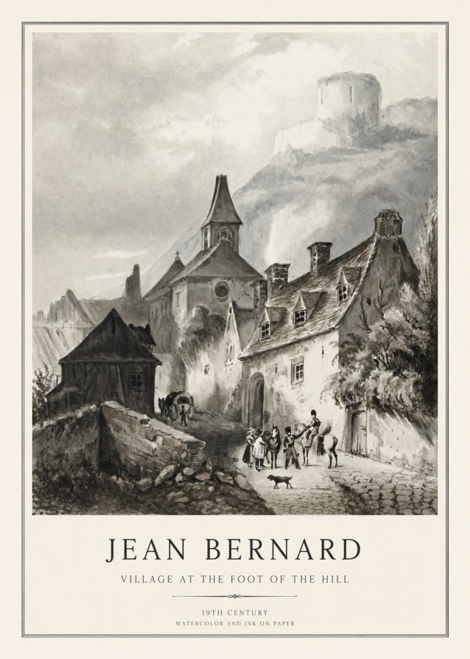 Jean Bernard Village at the Foot of the Hill No1 - Poster