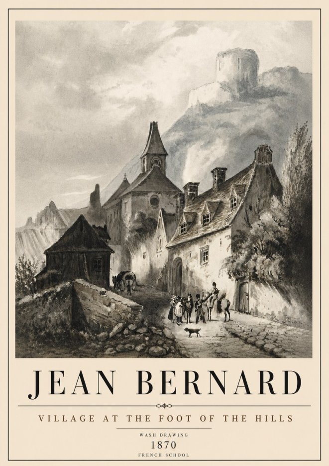 Jean Bernard Village at the Foot of the Hill No6 - Poster