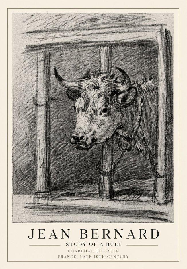 Jean Bernard Study of a Bull II No1 - Poster