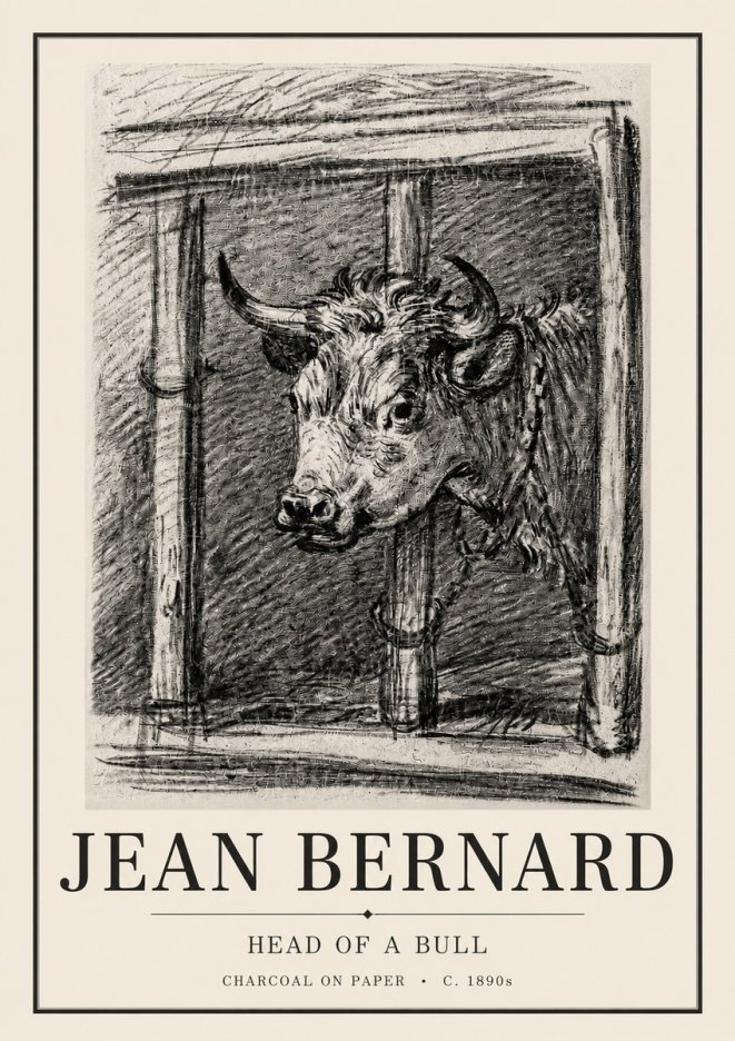 Jean Bernard Study of a Bull II No4 - Poster