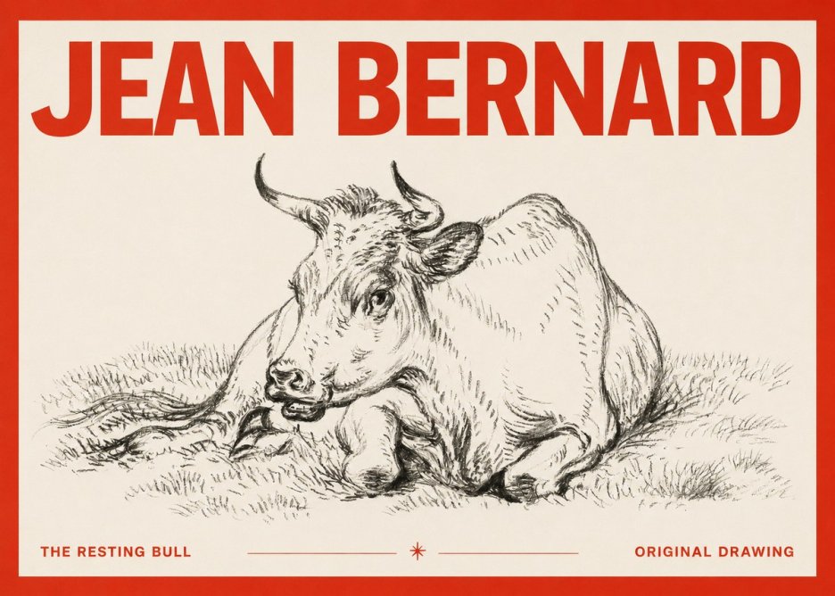 Jean Bernard Study of a Cow, Resting No4 - Poster