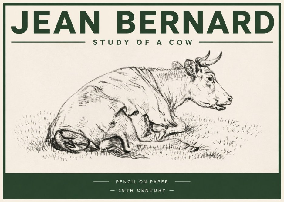 Jean Bernard Resting Cow III No4 - Poster