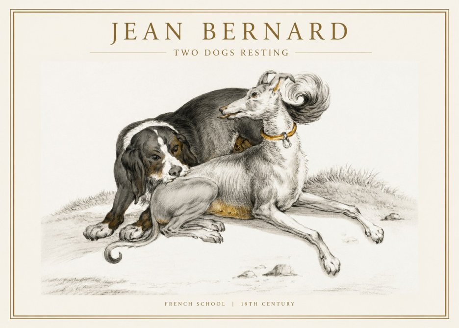 Jean Bernard Two Dogs Resting No1 - Poster