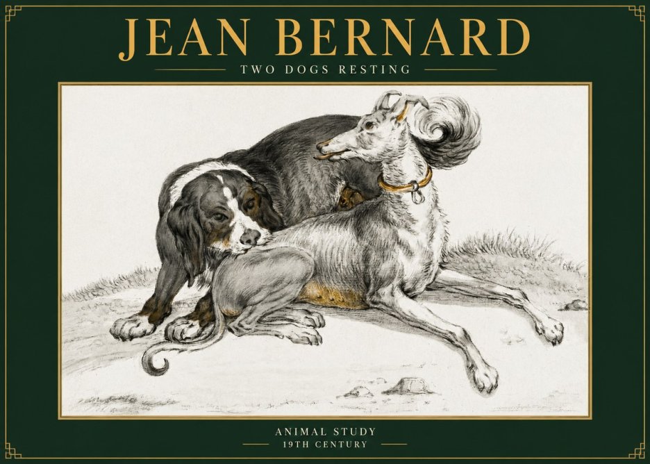 Jean Bernard Two Dogs Resting No5 - Poster