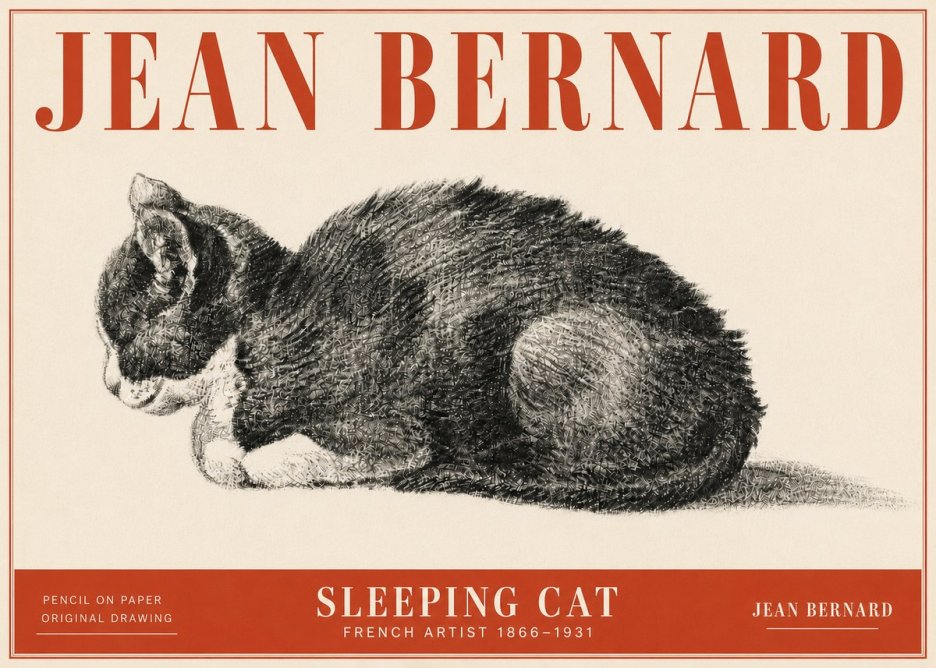 Jean Bernard Sleeping Cat VII No5 - Poster