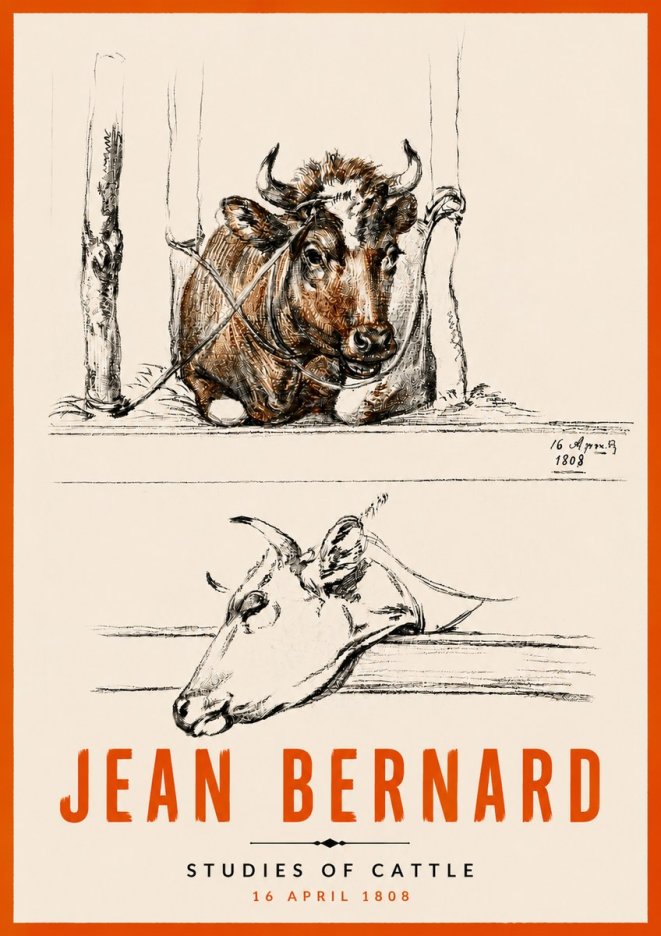 Jean Bernard Studies of Cattle III No5 - Poster
