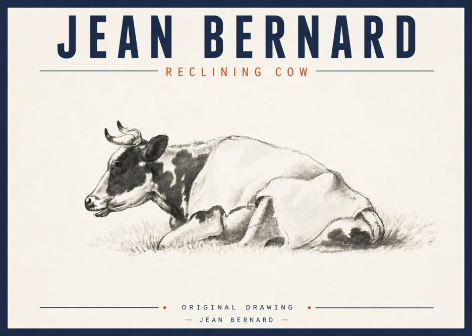 Jean Bernard Reclining Cow II No3 - Poster