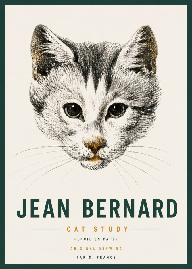 Jean Bernard Cat Study IX No4 - Poster