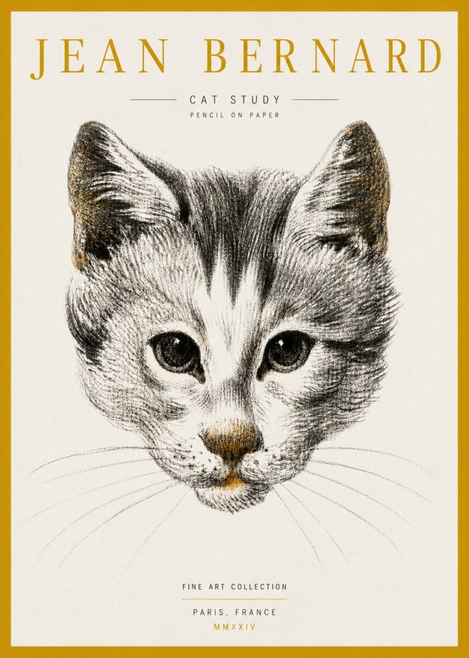 Jean Bernard Cat Study IX No5 - Poster