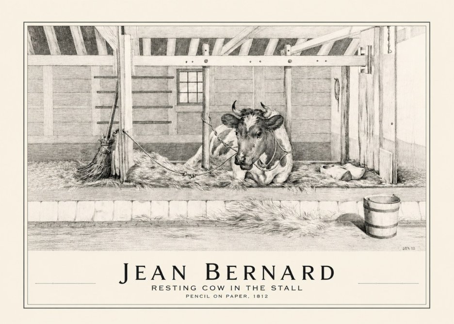 Jean Bernard Resting Cow in the Stall I No1 - Poster