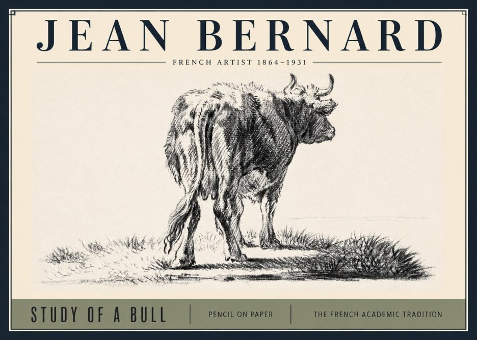 Jean Bernard Study of a Bull V No3 - Poster