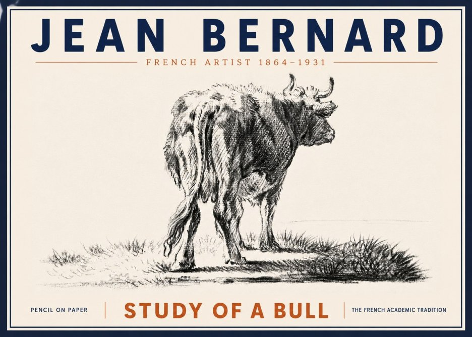Jean Bernard Study of a Bull V No6 - Poster