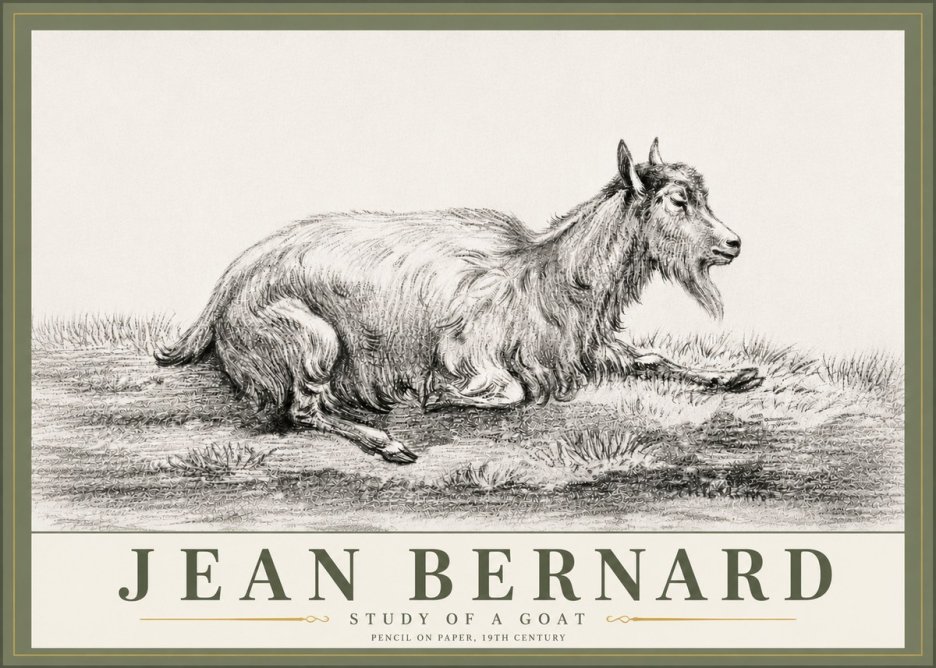 Jean Bernard Study of a Goat V No6 - Poster
