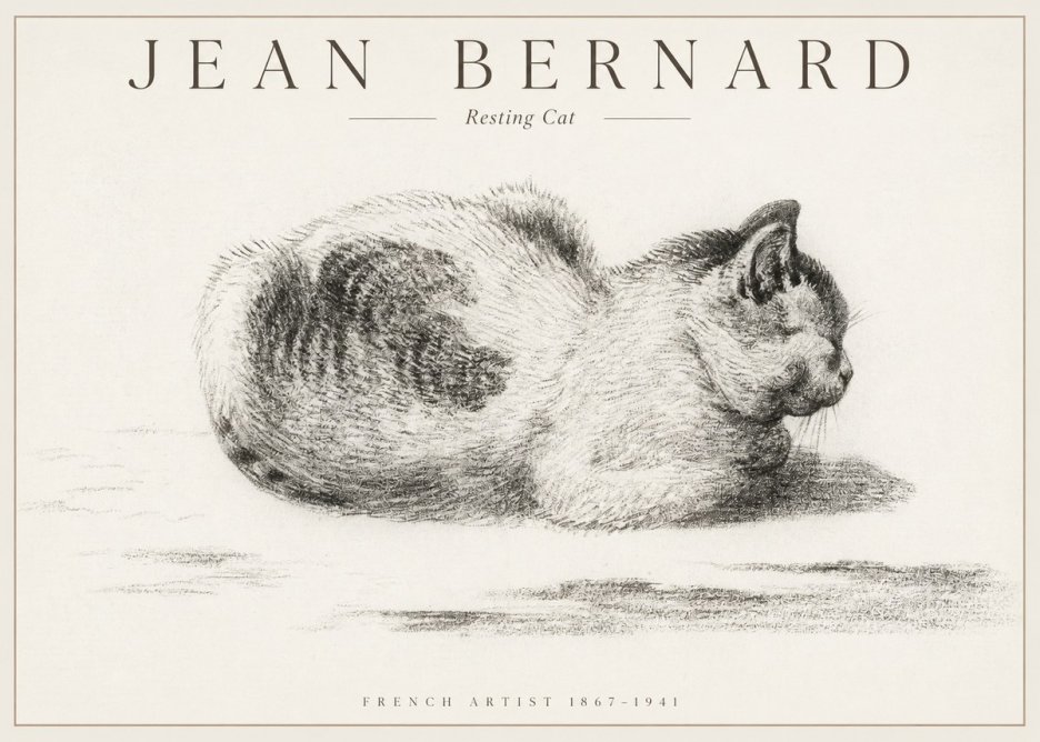 Jean Bernard Resting Cat No1 - Poster