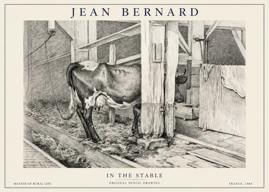 Jean Bernard Cow in a Stable No6 - Poster