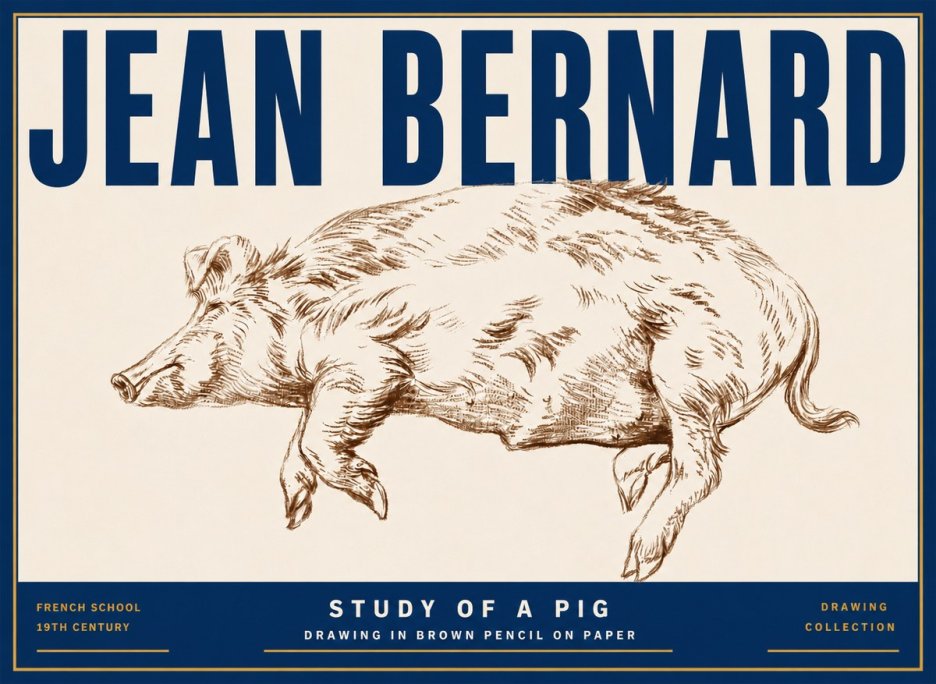 Jean Bernard Study of a Pig II No5 - Poster