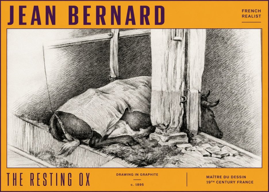 Jean Bernard The Resting Ox No4 - Poster
