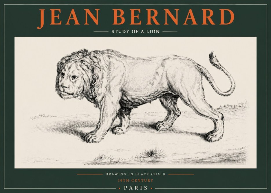 Jean Bernard Study of a Lion II No2 - Poster
