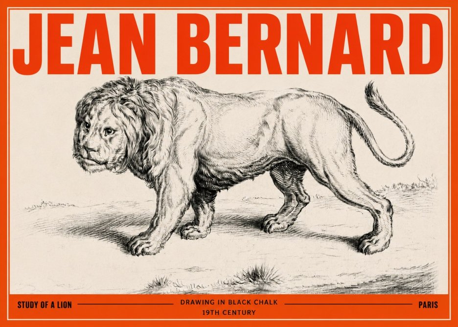 Jean Bernard Study of a Lion II No3 - Poster